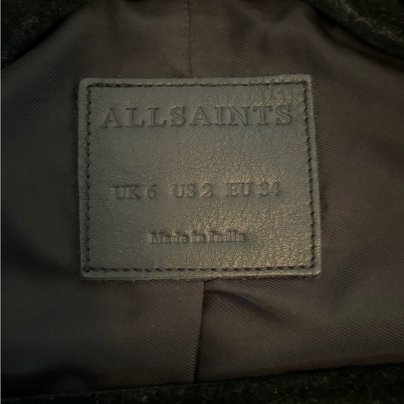 All Saints Black Leather Bomber Jacket with zippers - Picture 5 of 10